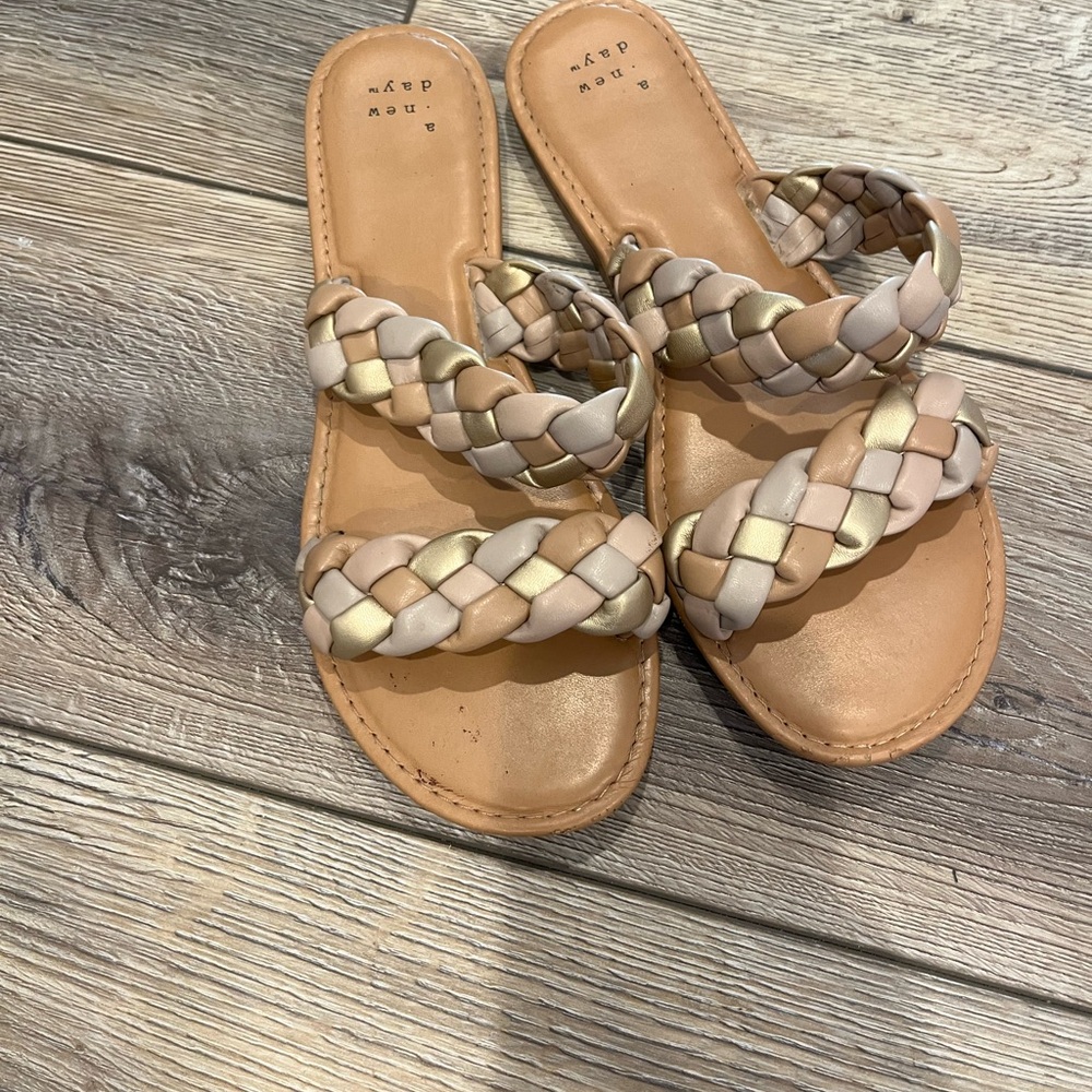 A New Day Braided Sandals - Tan and Cream